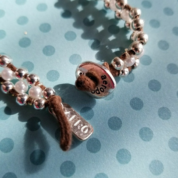 Aeropostale bracelet silver pearl bead y2k - Picture 3 of 4